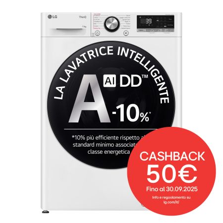 Lavatrice 11kg AI DD™ | Serie R7 Classe A-10% | 1400 giri, TurboWash 360, Vapore su 7 programmi, Wi-Fi | White